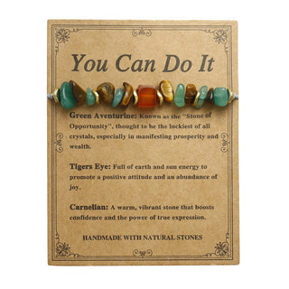 Buddha Gift You Can Do It Green Aventurine Tiger Eye Carnelian Luck Bracelet