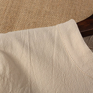 Buddha Gift 2Pcs Solid Color Frog-Button Tang Suit Cotton Linen Short Sleeve Pants Clothing Men's Set