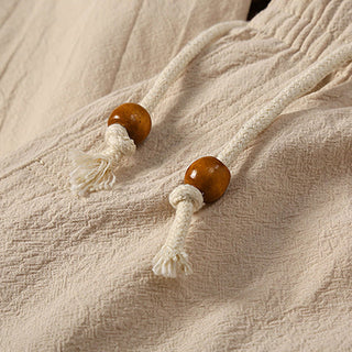 Buddha Gift 2Pcs Solid Color Frog-Button Tang Suit Cotton Linen Short Sleeve Pants Clothing Men's Set