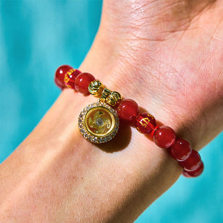 Buddha Gift Red Agate Om Mani Padme Hum Five Directions Gods of Wealth Zircon Cyclone Charm Self-acceptance Bracelet