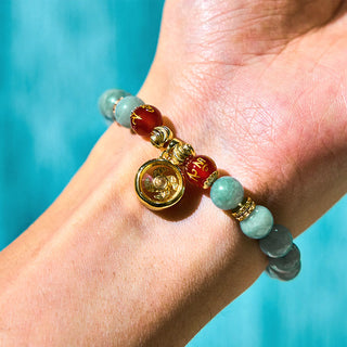 Buddha Gift Natural Green Jade Om Mani Padme Hum Cyclone Charm Luck Bracelet