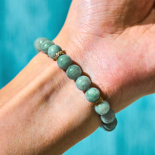 Buddha Gift Natural Green Jade Om Mani Padme Hum Cyclone Charm Luck Bracelet