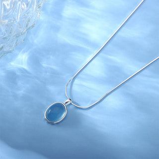 Buddha Gift 925 Sterling Silver Aquamarine Healing Clavicle Chain Necklace Pendant