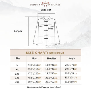 Buddha Gift 2Pcs Tang Suit Plain Color Frog-Button Men's Long Sleeve Shirt Pants Set