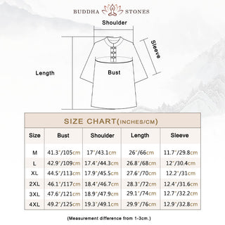 Buddha Gift 2Pcs Tree Pattern Cotton Linen Frog-Button Short Sleeve Shirt Pants Men's Set