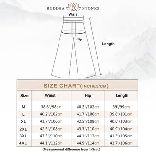 Buddha Gift 2Pcs Tree Pattern Cotton Linen Frog-Button Short Sleeve Shirt Pants Men's Set