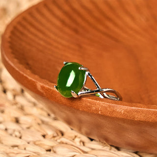 Buddha Gift Natural Jade Alloy Adjustable Buckle Abundance Ring