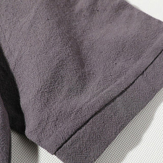 Buddha Gift 2Pcs Plain Notched Collar T-Shirt 7-8 Length Wide Leg Shorts With Pockets Cotton Linen Men's Meditation Cloth Set