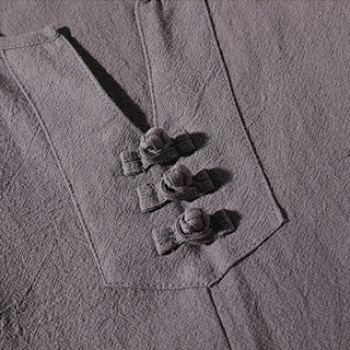 Buddha Gift 2Pcs Plain Notched Collar T-Shirt 7-8 Length Wide Leg Shorts With Pockets Cotton Linen Men's Meditation Cloth Set