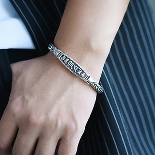 Buddha Gift Tibetan Copper Weave Om Mani Padme Hum Relief Vajra Peace Metal Bracelet