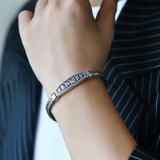 Buddha Gift Tibetan Copper Weave Om Mani Padme Hum Relief Vajra Peace Metal Bracelet