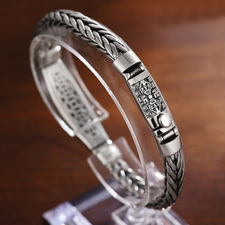 Buddha Gift Tibetan Copper Weave Om Mani Padme Hum Relief Vajra Peace Metal Bracelet