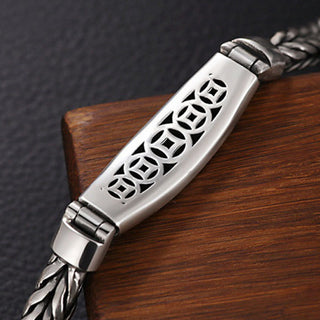 Buddha Gift Tibetan Copper Weave Om Mani Padme Hum Relief Vajra Peace Metal Bracelet