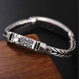 Buddha Gift Tibetan Copper Weave Om Mani Padme Hum Relief Vajra Peace Metal Bracelet