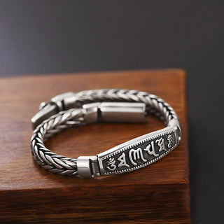 Buddha Gift Tibetan Copper Weave Om Mani Padme Hum Relief Vajra Peace Metal Bracelet