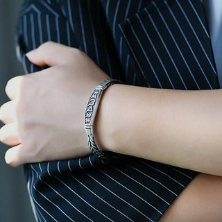 Buddha Gift Tibetan Copper Weave Om Mani Padme Hum Relief Vajra Peace Metal Bracelet