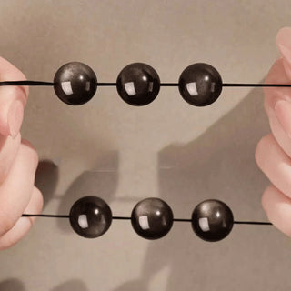 Buddha Gift Natural Silver Sheen Obsidian Om Mani Padme Hum Protection Bracelet