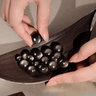 Buddha Gift Natural Silver Sheen Obsidian Om Mani Padme Hum Protection Bracelet