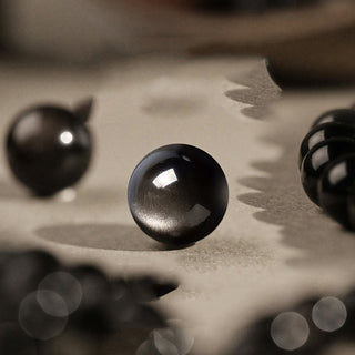 Buddha Gift Natural Silver Sheen Obsidian Om Mani Padme Hum Protection Bracelet