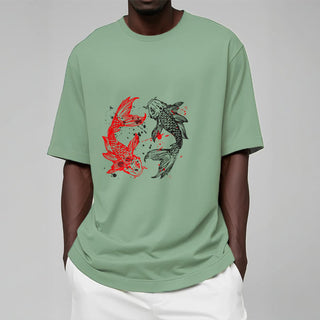 Buddha Gift Red Black Koi Fish Tee T-shirt