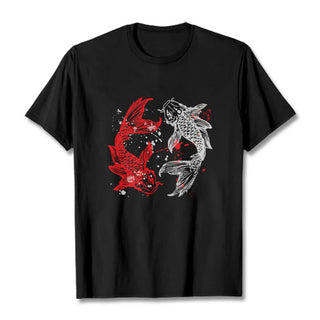 Buddha Gift Red Black Koi Fish Tee T-shirt
