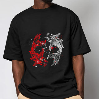 Buddha Gift Red Black Koi Fish Tee T-shirt
