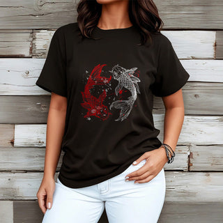 Buddha Gift Red Black Koi Fish Tee T-shirt