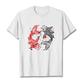 Buddha Gift Red Black Koi Fish Tee T-shirt