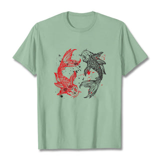 Buddha Gift Red Black Koi Fish Tee T-shirt