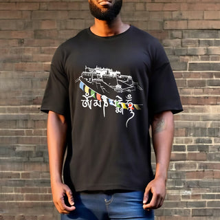 Buddha Gift Potala Palace Om Mani Padme Hum Prayer Flags Cotton Tee T-shirt