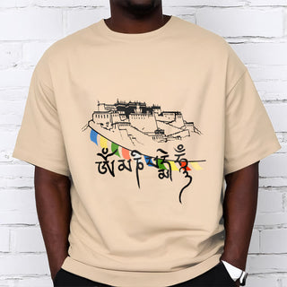 Buddha Gift Potala Palace Om Mani Padme Hum Prayer Flags Cotton Tee T-shirt