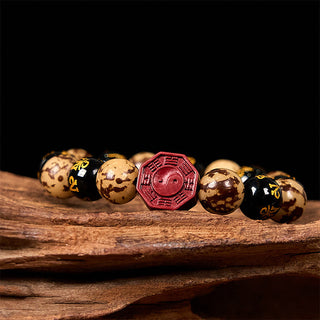 Buddha Gift Bodhi Seed Om Mani Padme Hum Bagua Yin Yang Cinnabar Carved Calm Bracelet