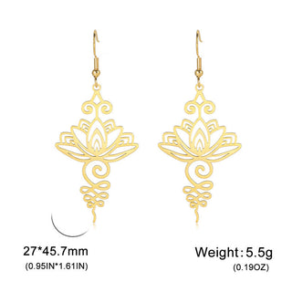 Buddha Gift Hollow Lotus Flower Stainless Steel Enlightenment Metal Drop Earrings