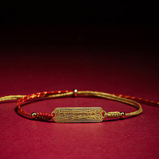 Buddha Gift 14K Gold-plated Copper Amulet Protection Red Golden Rope Bracelet
