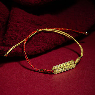 Buddha Gift 14K Gold-plated Copper Amulet Protection Red Golden Rope Bracelet