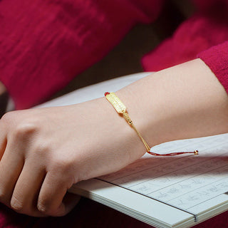 Buddha Gift 14K Gold-plated Copper Amulet Protection Red Golden Rope Bracelet