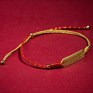 Buddha Gift 14K Gold-plated Copper Amulet Protection Red Golden Rope Bracelet