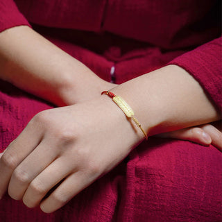 Buddha Gift 14K Gold-plated Copper Amulet Protection Red Golden Rope Bracelet