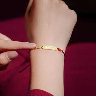 Buddha Gift 14K Gold-plated Copper Amulet Protection Red Golden Rope Bracelet