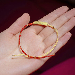 Buddha Gift 14K Gold-plated Copper Amulet Protection Red Golden Rope Bracelet