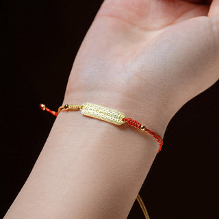 Buddha Gift 14K Gold-plated Copper Amulet Protection Red Golden Rope Bracelet