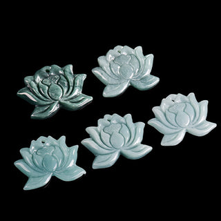 Buddha Gift Lotus Flower Pattern Carved Jade Prosperity Necklace Pendant