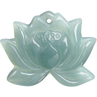 Buddha Gift Lotus Flower Pattern Carved Jade Prosperity Necklace Pendant