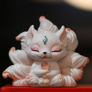 Buddha Gift Mini Nine Tailed Fox Luck Resin Home Desk Decoration