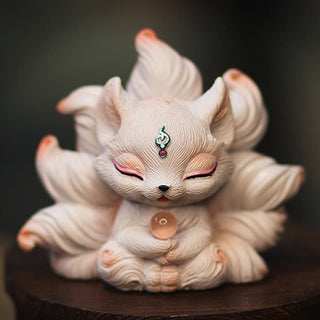 Buddha Gift Mini Nine Tailed Fox Luck Resin Home Desk Decoration