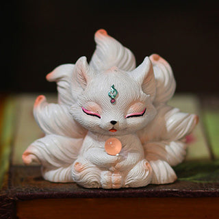Buddha Gift Mini Nine Tailed Fox Luck Resin Home Desk Decoration
