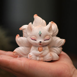 Buddha Gift Mini Nine Tailed Fox Luck Resin Home Desk Decoration