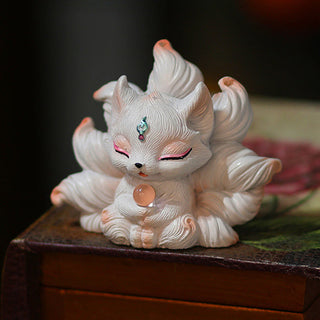 Buddha Gift Mini Nine Tailed Fox Luck Resin Home Desk Decoration