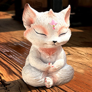 Buddha Gift Small Nine Tailed Fox Sitting Protection Resin Home Decoration