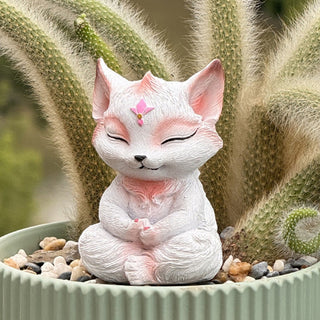 Buddha Gift Small Nine Tailed Fox Sitting Protection Resin Home Decoration
